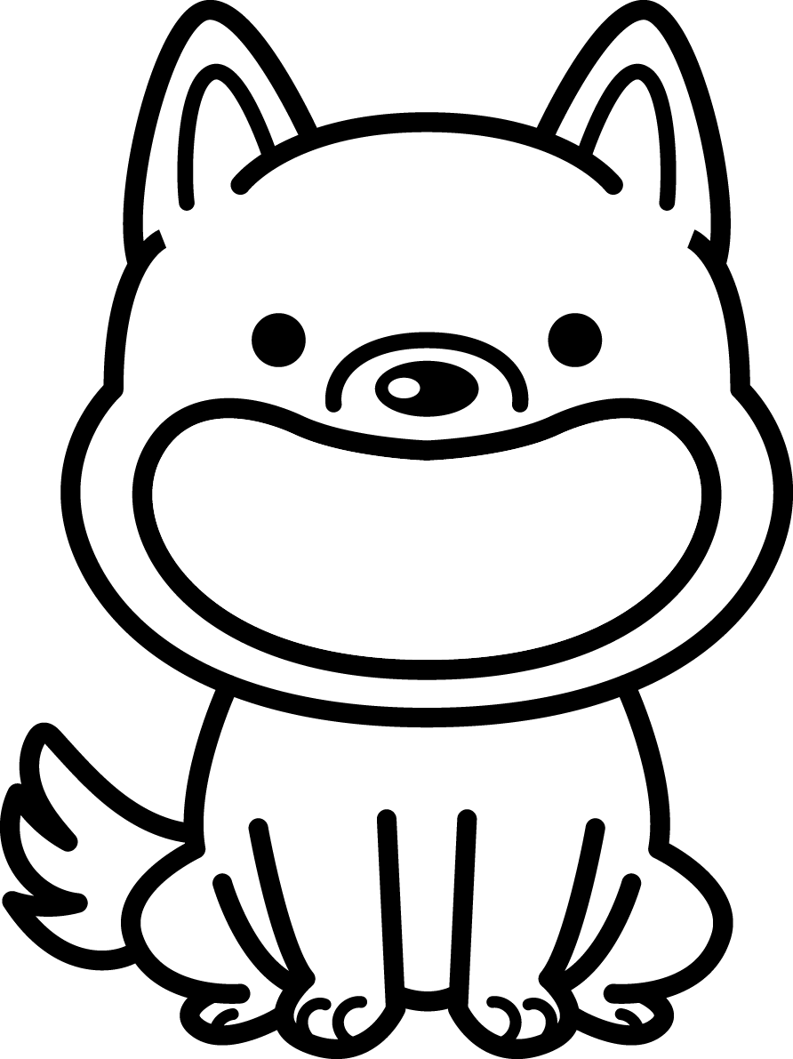 かわいい白黒の犬イラスト(無料)大きく開けた82830に写真・文字を入れる