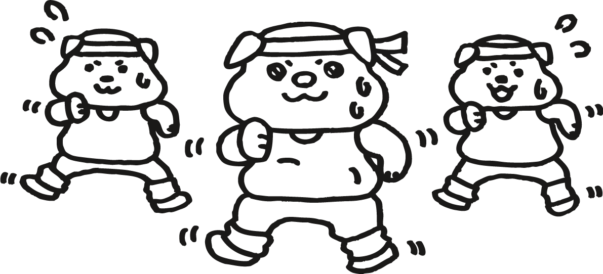 ダンスでダイエット かわいい白黒の犬イラスト(無料)82839に写真・文字を入れる