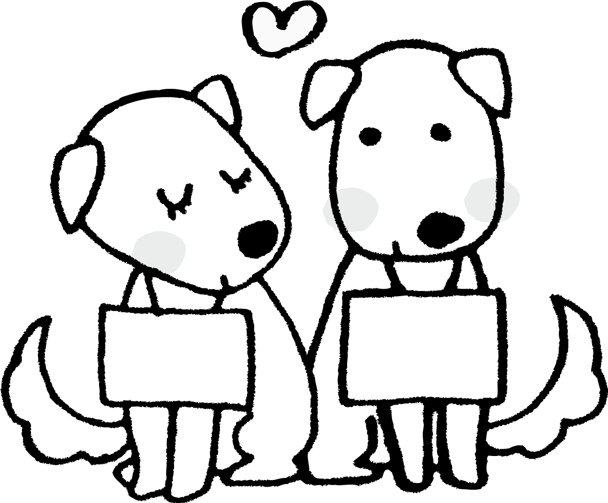ネームプレート かわいい白黒の犬イラスト(無料)82841に写真・文字を入れる