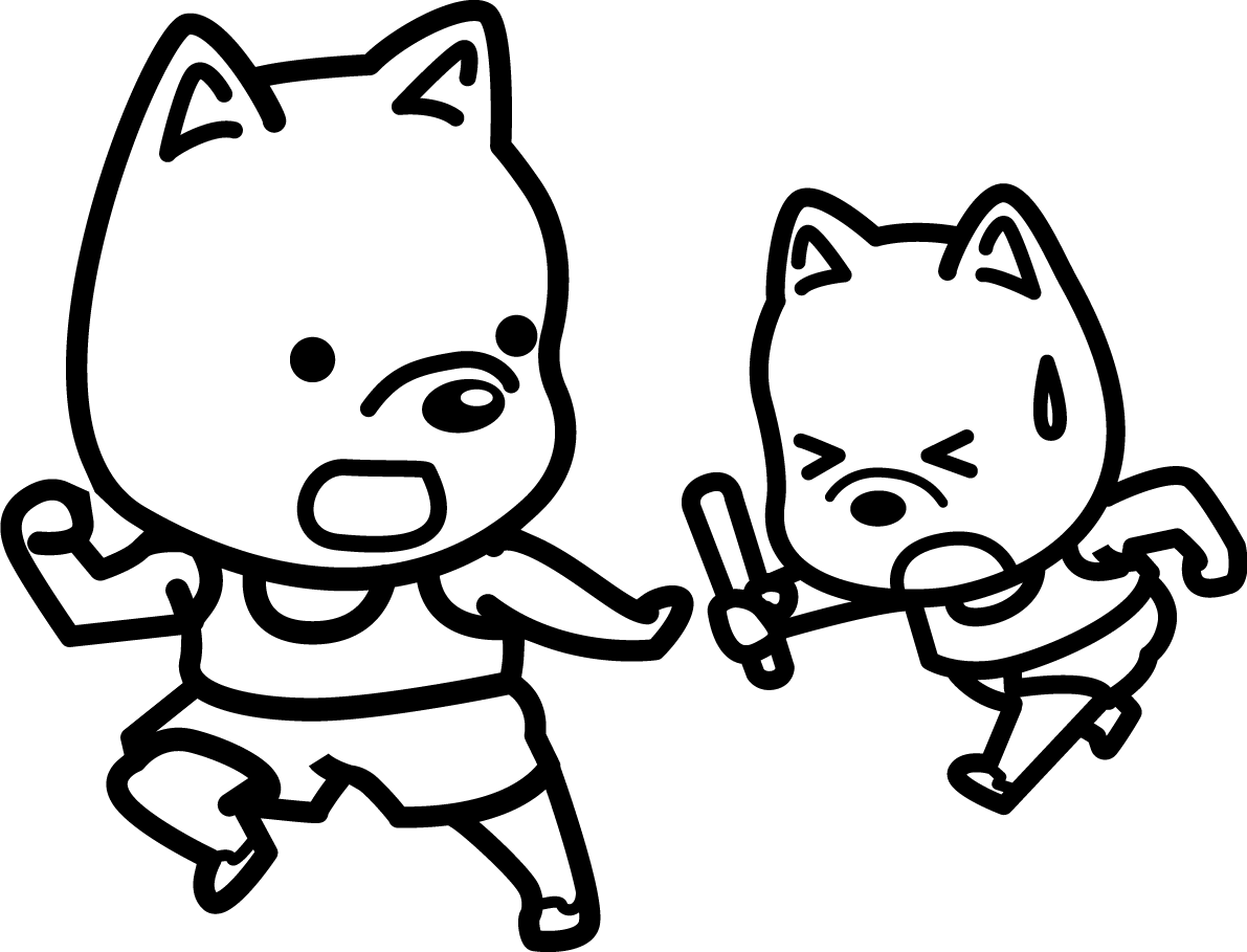 バトン練習 かわいい白黒の犬イラスト(無料)82843に写真・文字を入れる
