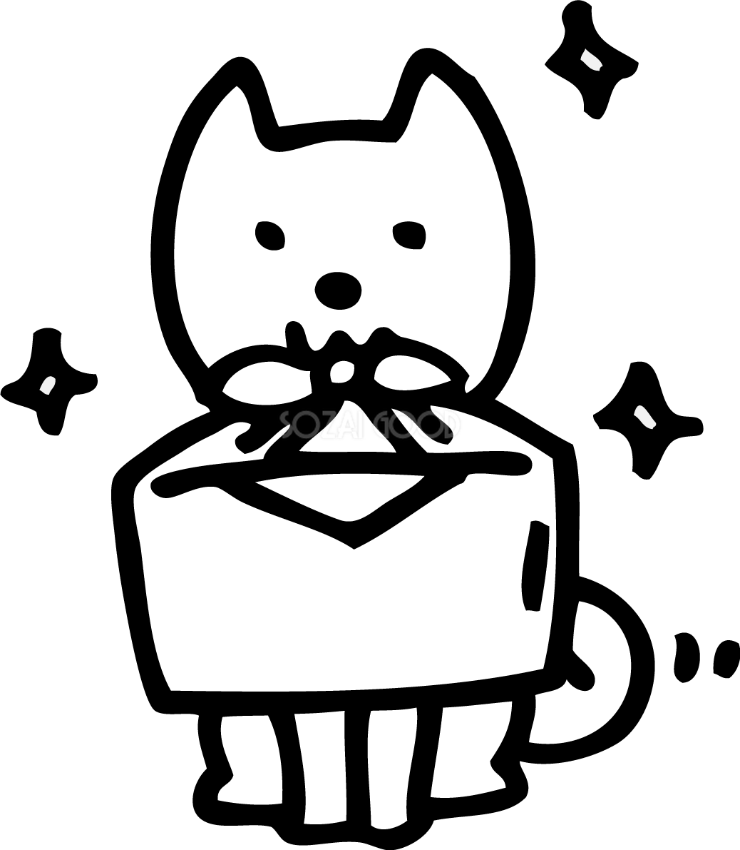ふろしき包み かわいい白黒の犬イラスト(無料)82846