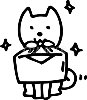 ふろしき包み かわいい白黒の犬イラスト(無料)82846