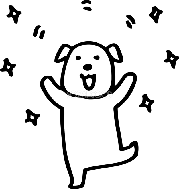 一匹でダンス かわいい白黒の犬イラスト 無料 82851 素材good