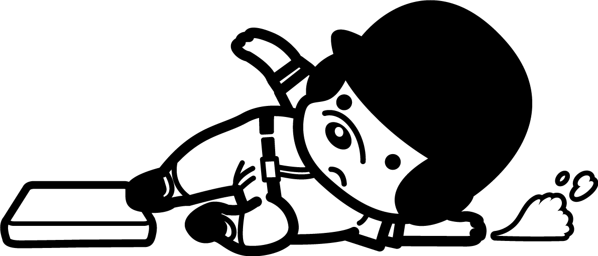 滑り込みセーフ かわいい白黒の犬イラスト(無料)82852に写真・文字を入れる