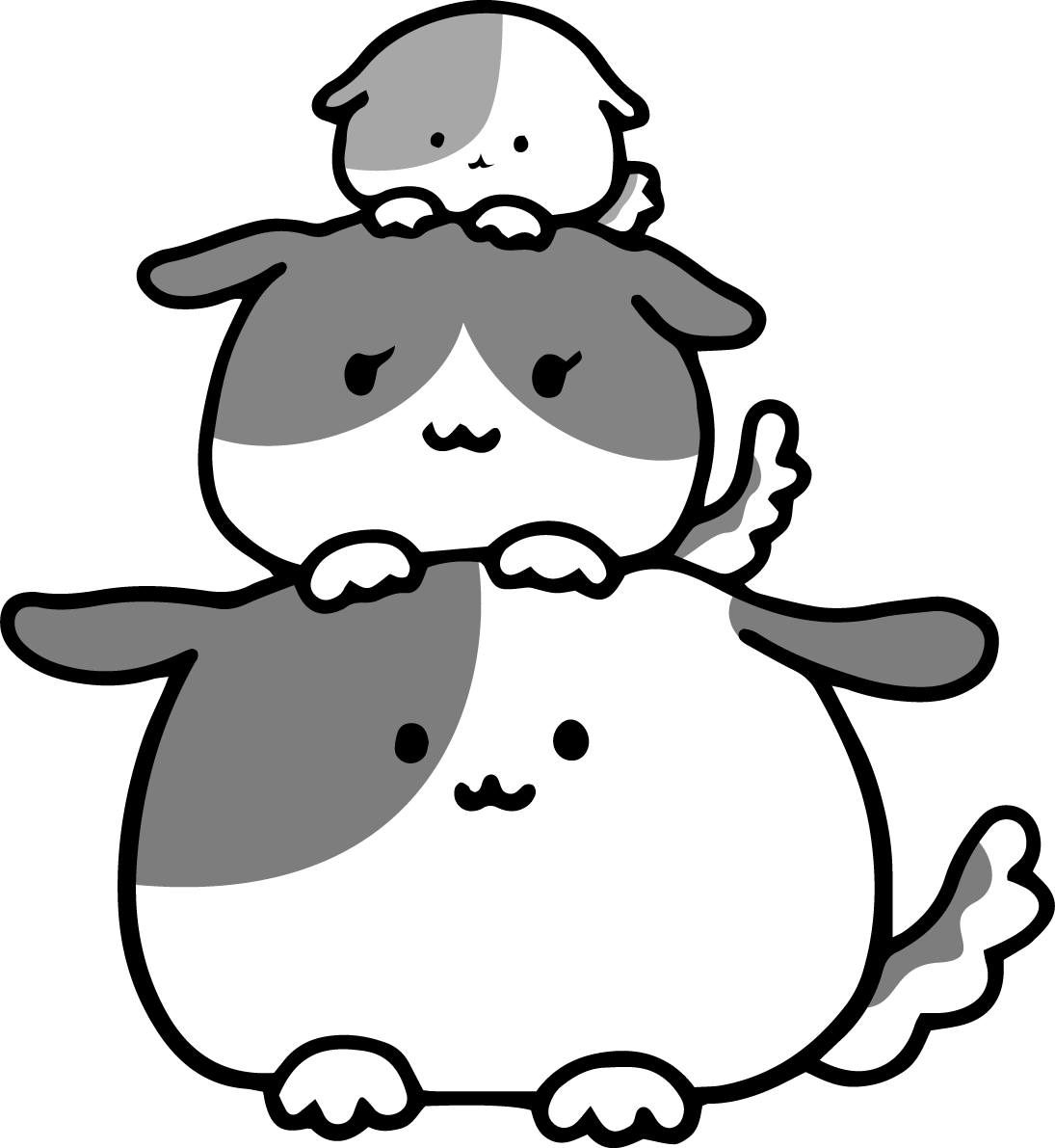 鏡餅３段重 かわいい白黒の犬イラスト(無料)82854に写真・文字を入れる