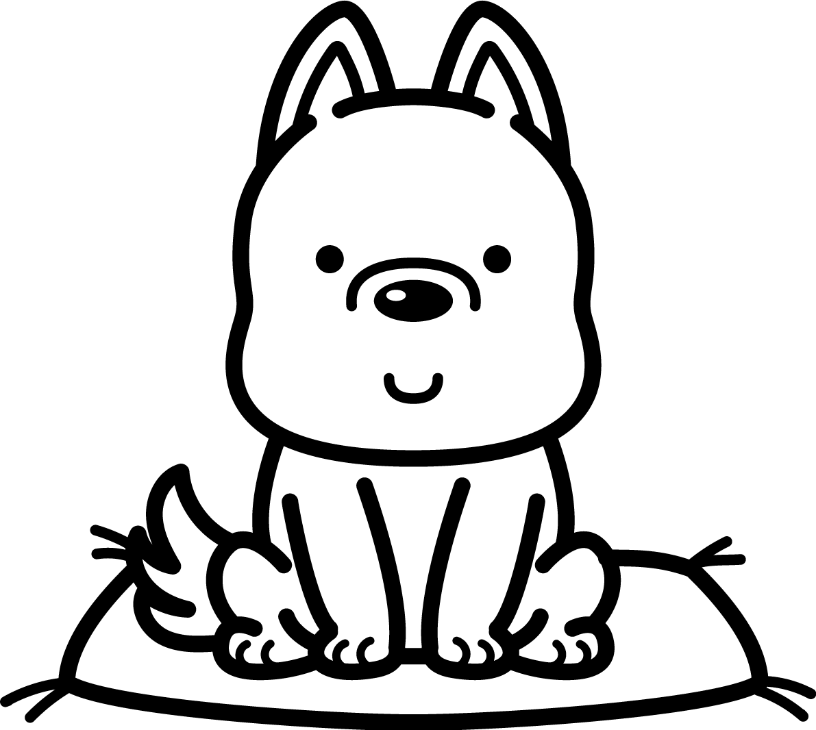 座布団に座る かわいい白黒の犬イラスト(無料)82859に写真・文字を入れる