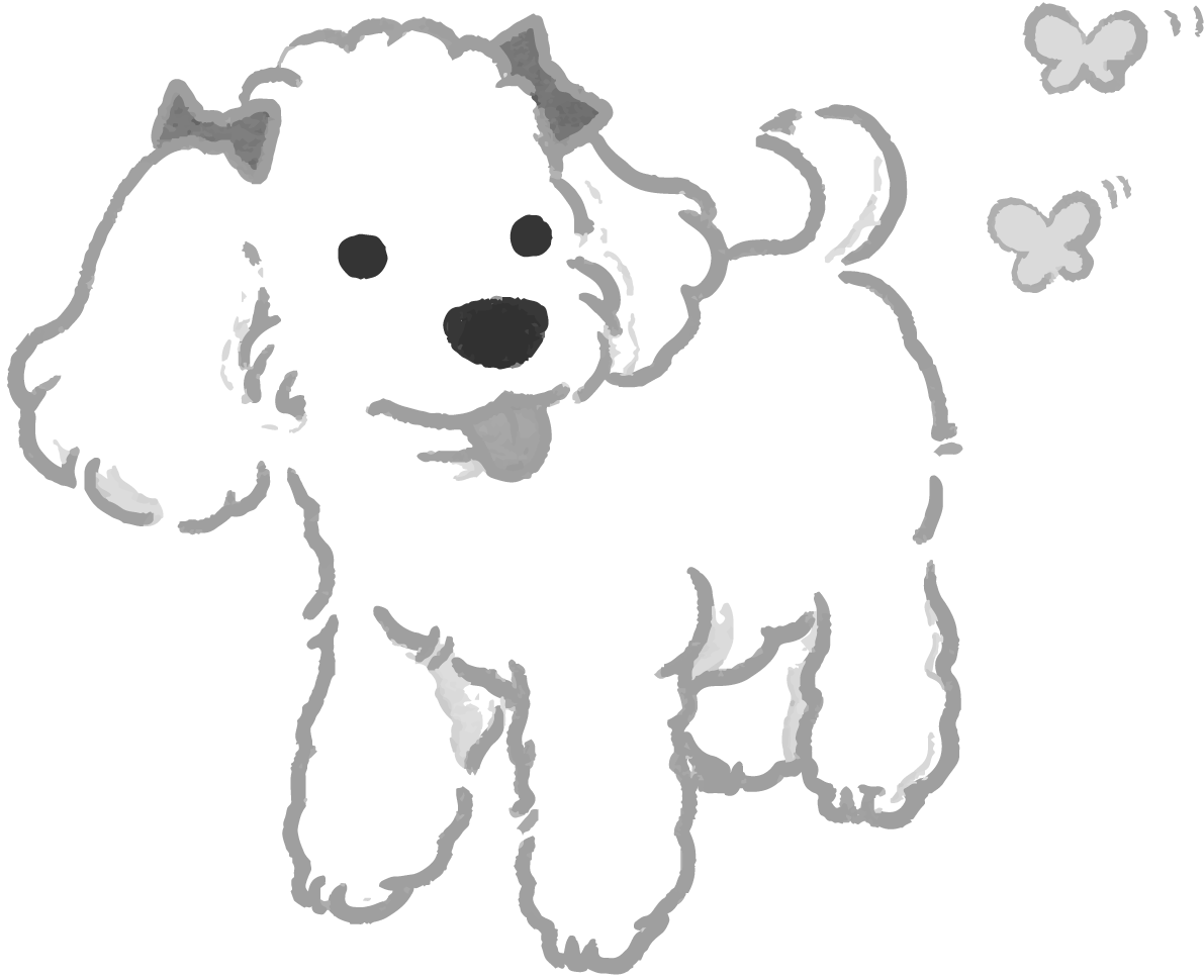 手書きトイプードル かわいい白黒の犬イラスト(無料)82862に写真・文字を入れる