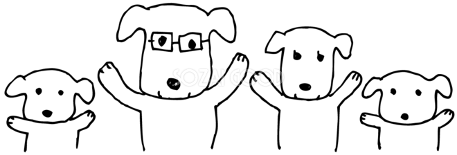 手書き家族で体操 かわいい白黒の犬イラスト 無料 864 素材good