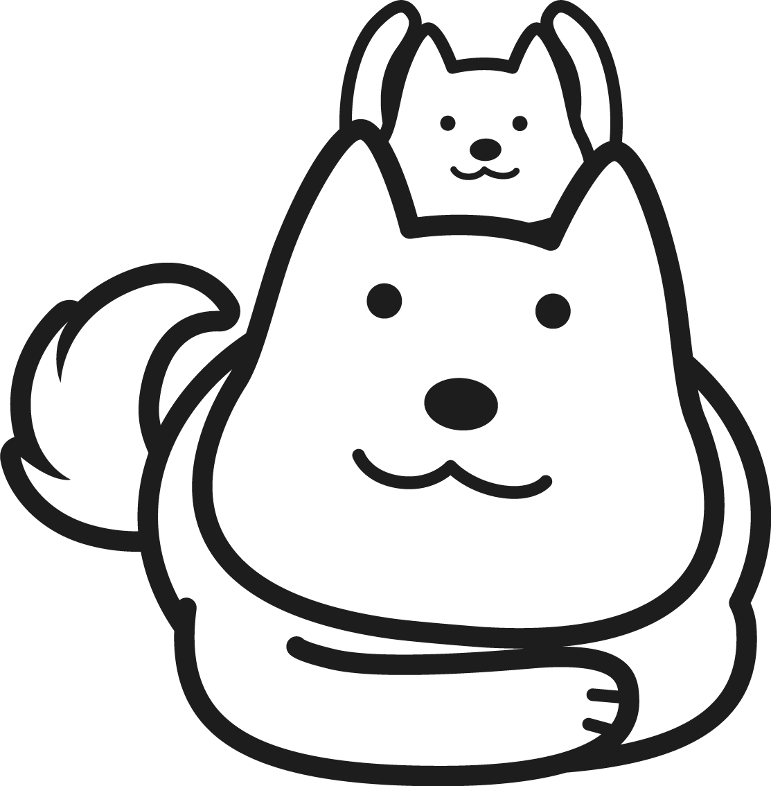 親子 かわいい白黒の犬イラスト(無料)82866に写真・文字を入れる