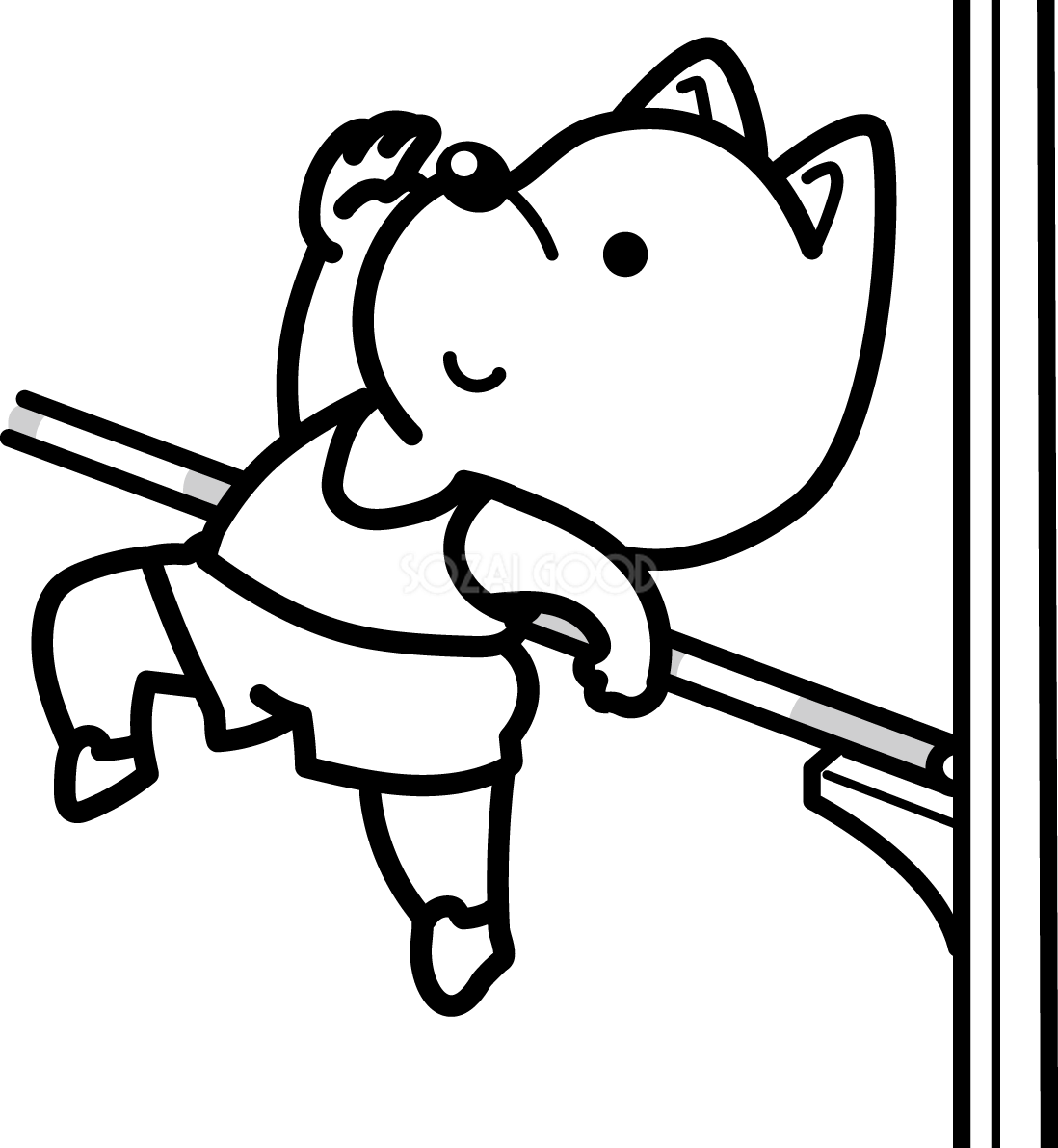 飛び越える高飛び かわいい白黒の犬イラスト(無料)82871