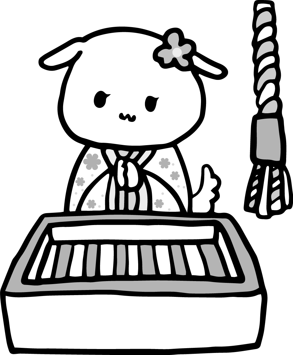 初詣 かわいい白黒の犬イラスト(無料)82880に写真・文字を入れる