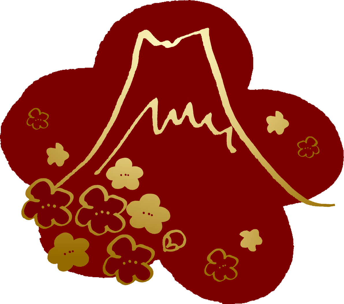 かっこいい和風 富士山(金の梅)背景無料イラスト82892に写真・文字を入れる