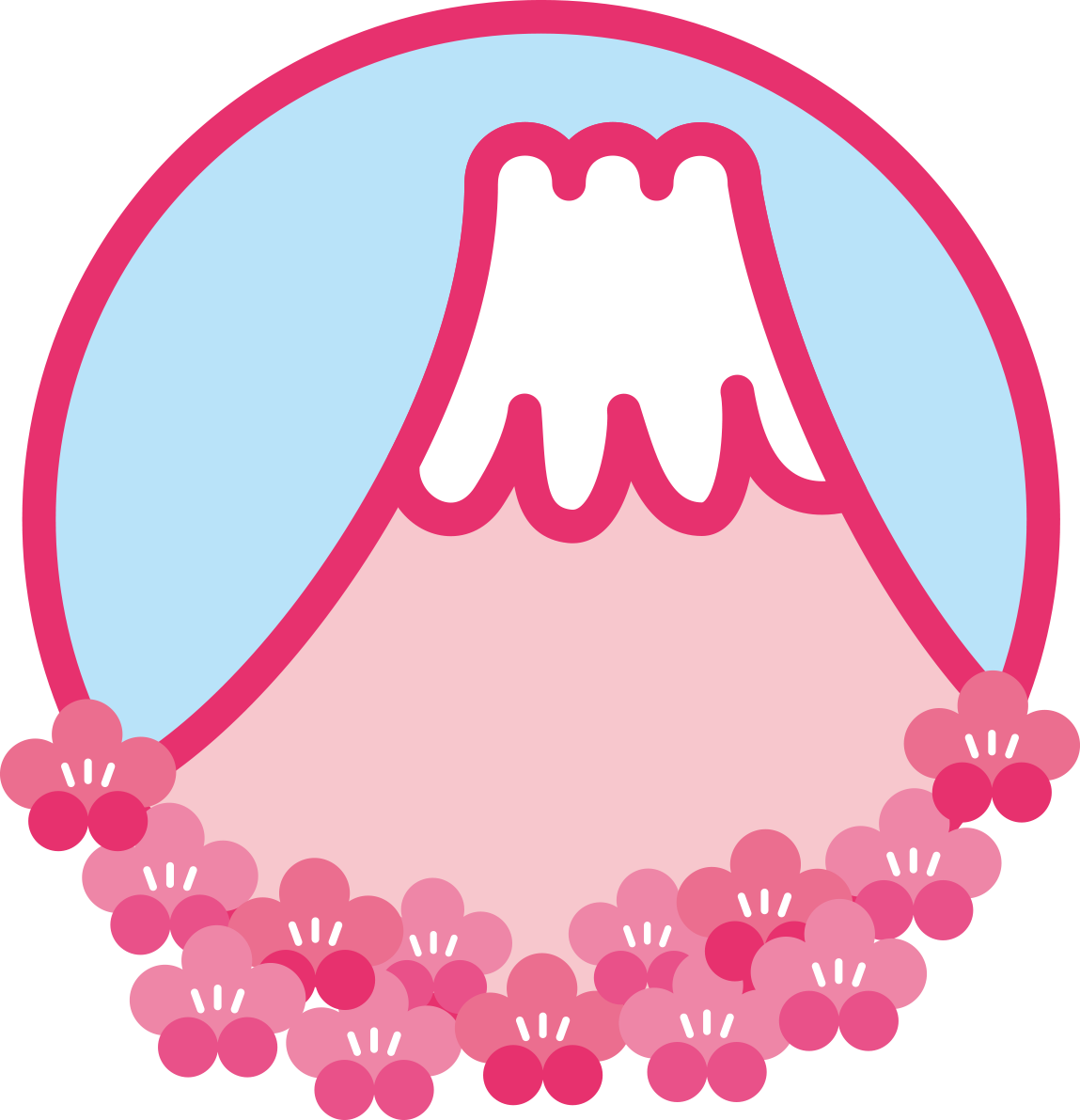 かわいい 富士山(うめ)背景無料イラスト82893に写真・文字を入れる