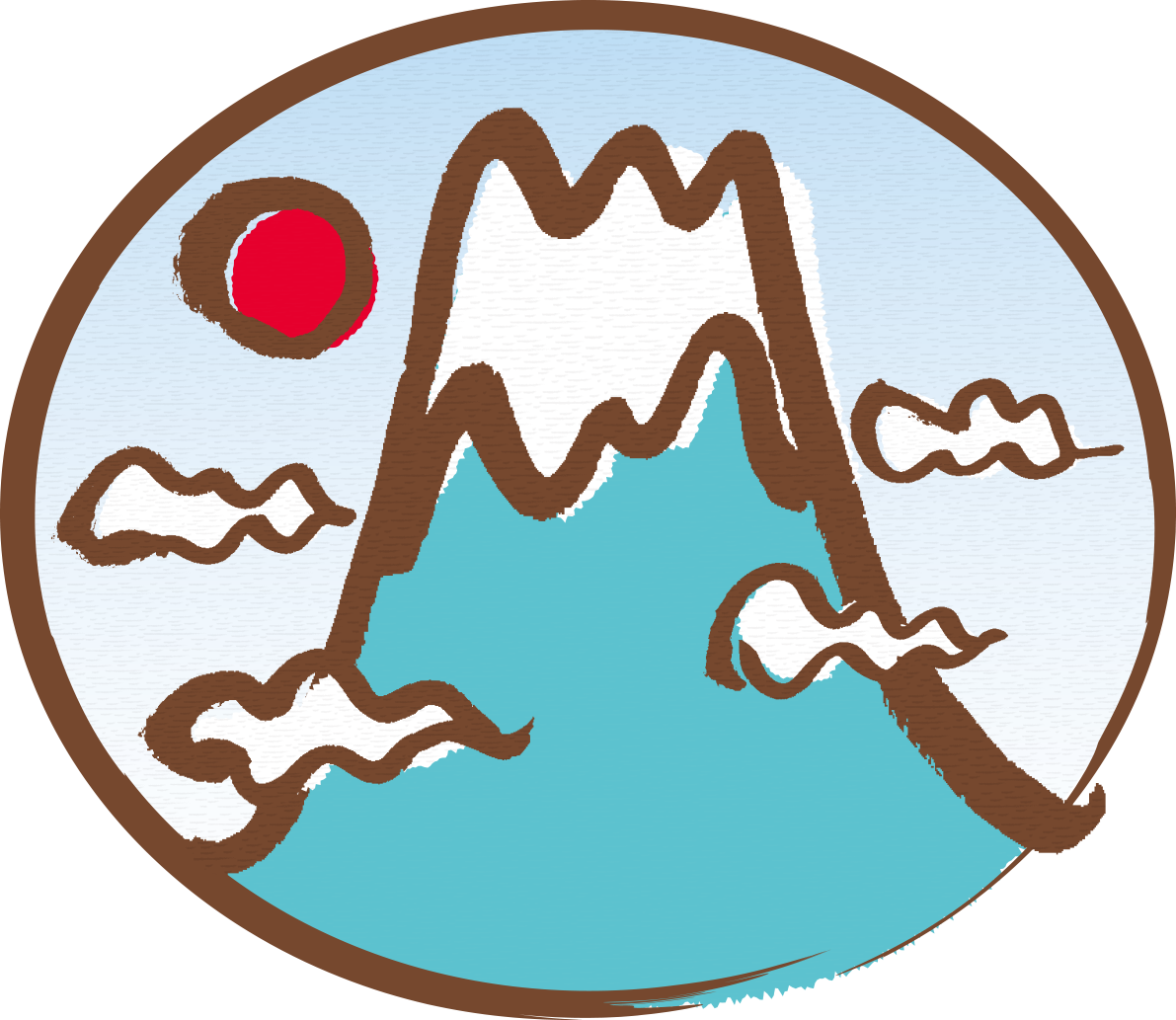 筆描き風  富士山(雲と太陽)背景無料イラスト82896に写真・文字を入れる
