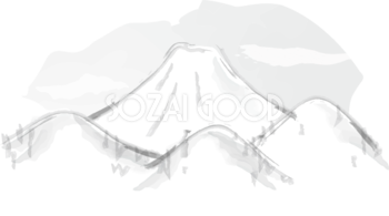 水墨画 富士山(白富士)背景無料イラスト82903