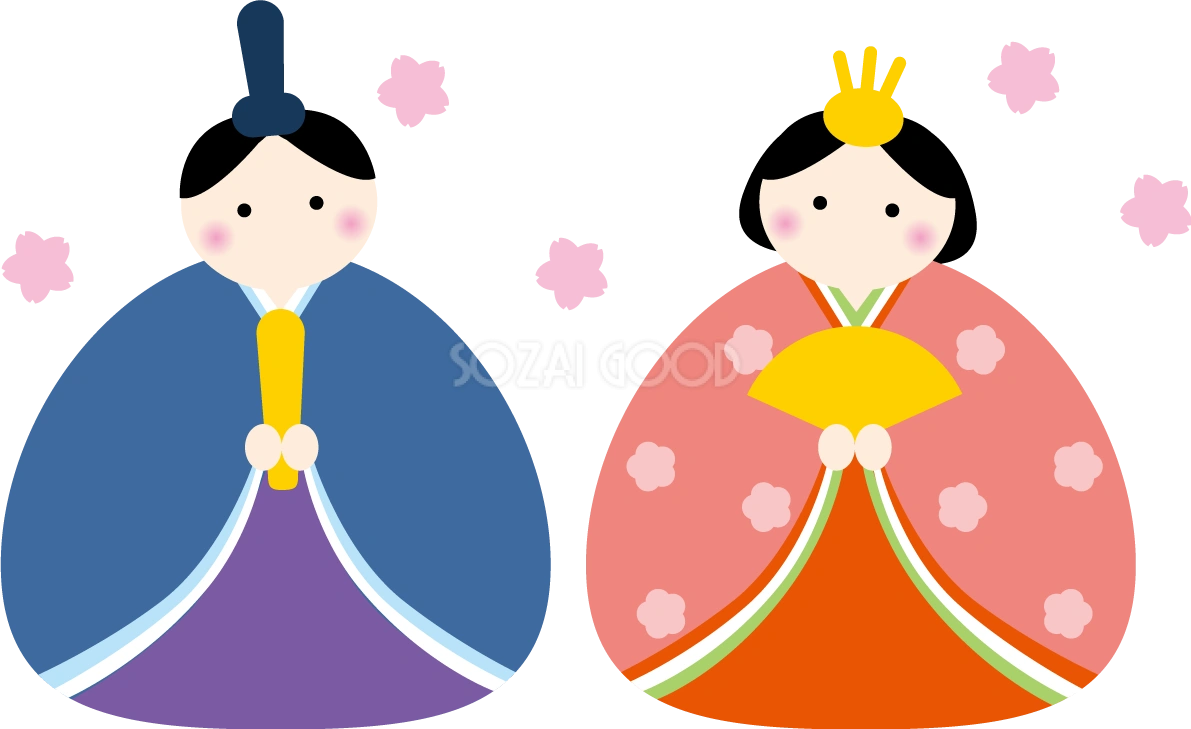 丸い形のお内裏様とお雛様 ひな祭りイラスト(かわいい)無料 フリー83054