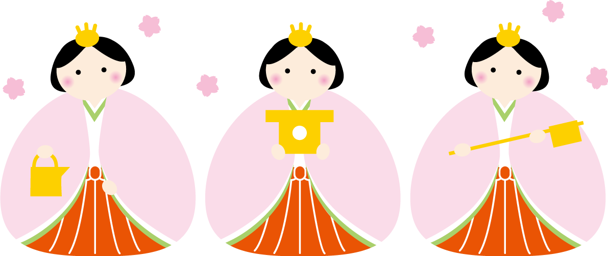 丸い形の三人官女 ひな祭りイラスト(かわいい)無料 フリー83056に写真・文字を入れる