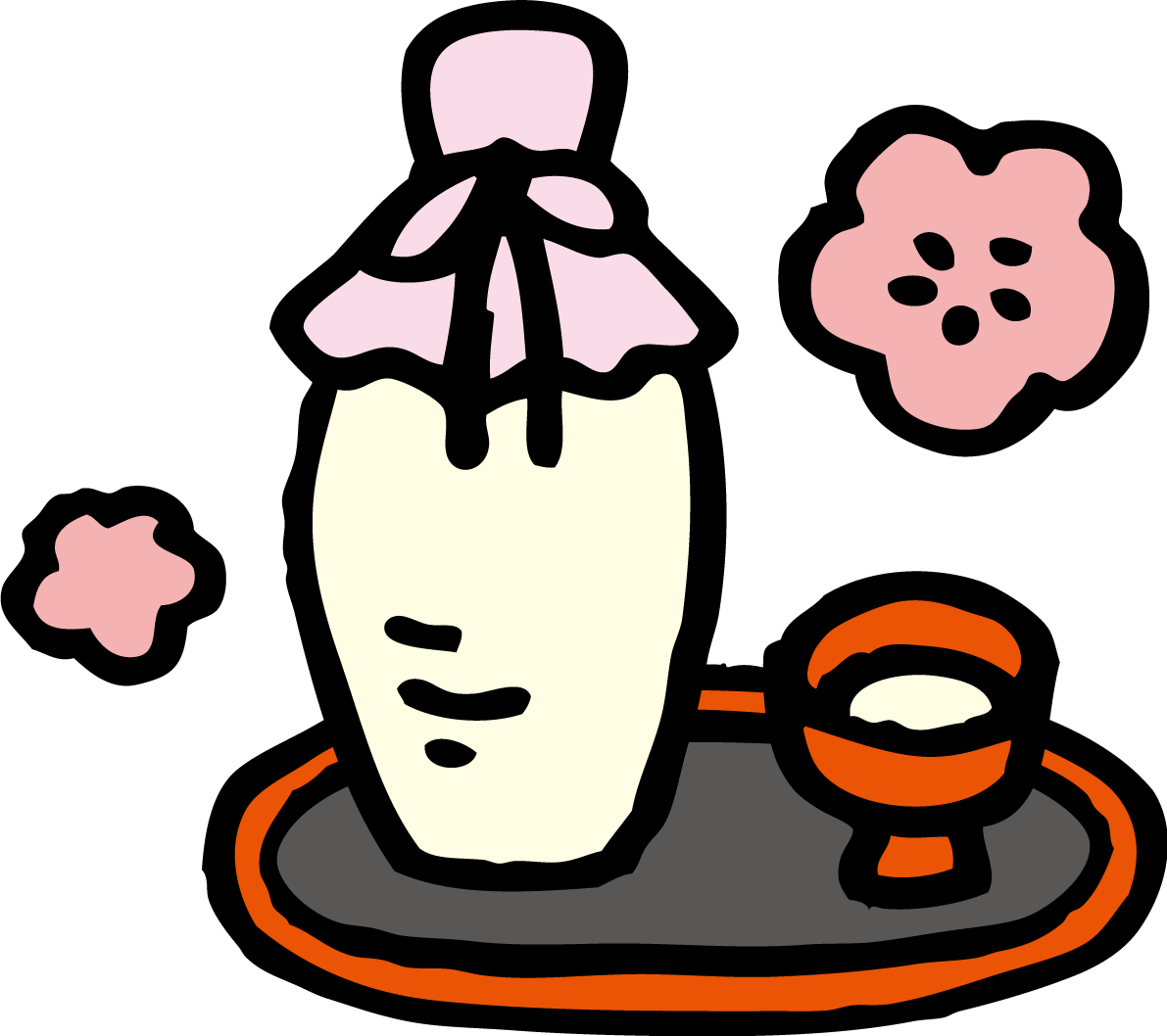 手描き風の甘酒 ひな祭りイラスト(かわいい)無料 フリー83061に写真・文字を入れる