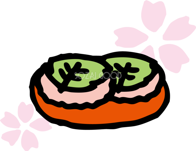 手描き風の桜餅 ひな祭りイラスト かわいい 無料 フリー062 素材good