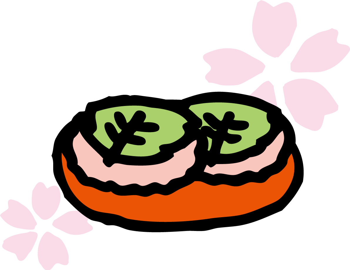 手描き風の桜餅 ひな祭りイラスト(かわいい)無料 フリー83062に写真・文字を入れる