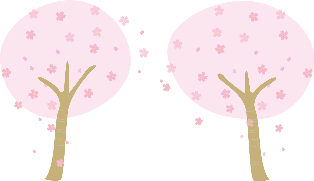 2本並ぶ可愛い桜の木イラスト 無料 フリー83072に写真・文字を入れる