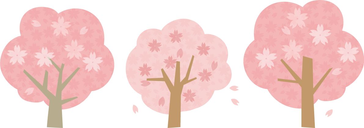 ３本並ぶ可愛い桜の木イラスト 無料 フリー83074に写真・文字を入れる