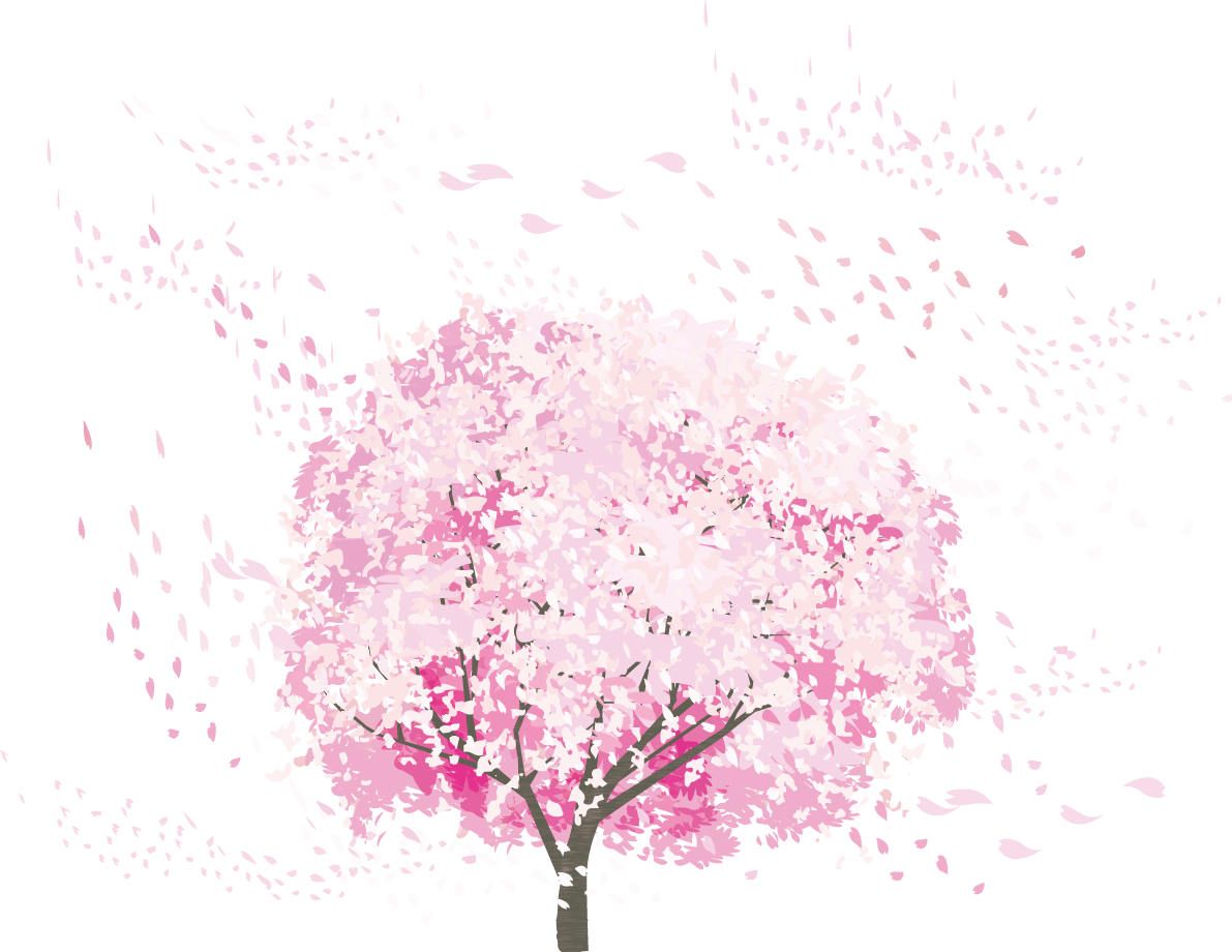 一本のリアル桜の木から風で舞う花びら透過イラスト背景なし無料 フリー83080に写真・文字を入れる