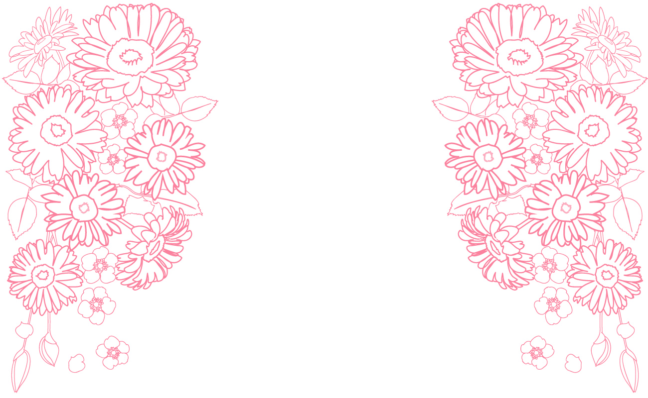 境界線のみのお洒落なお花  無料背景イラスト8309に写真・文字を入れる
