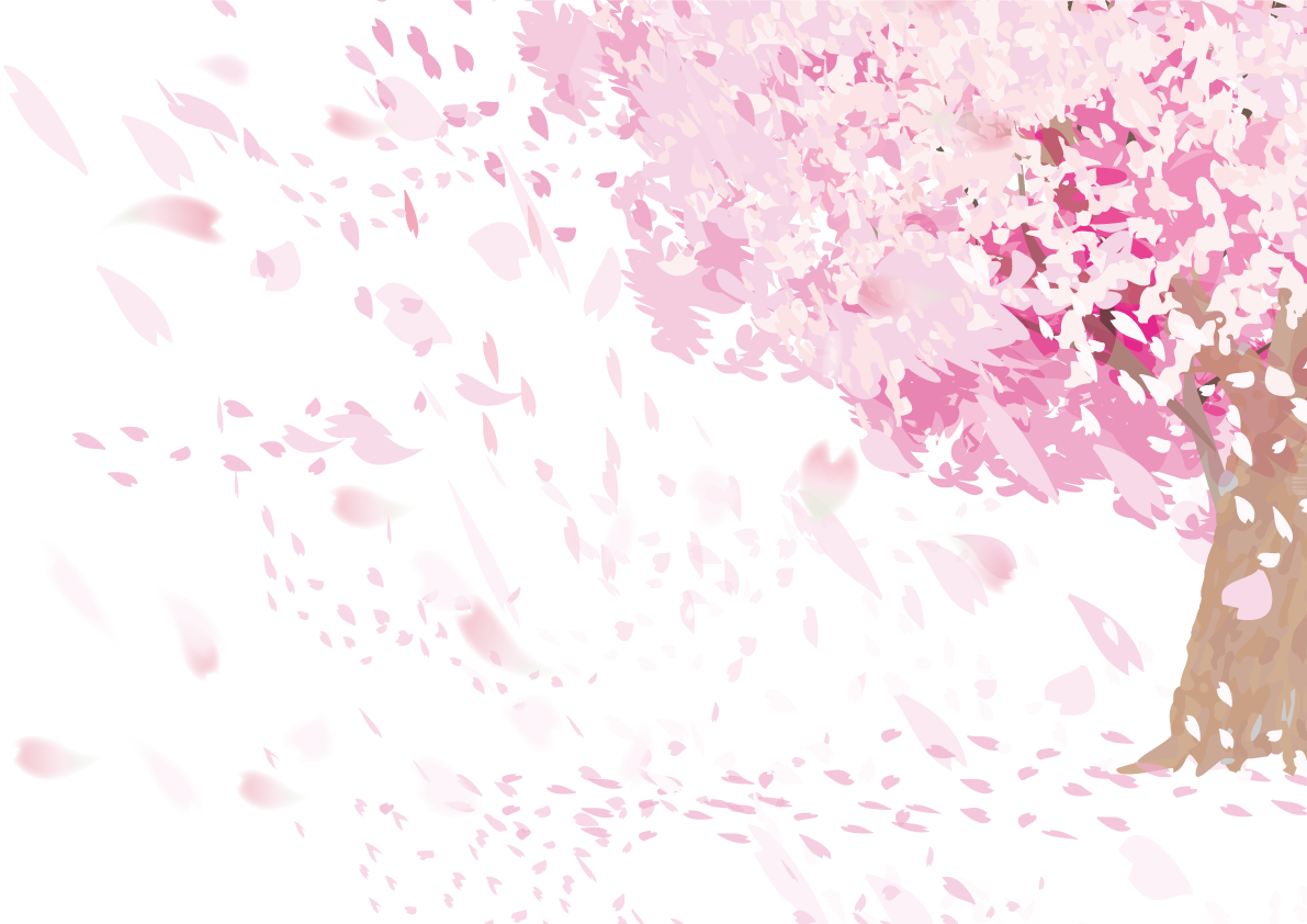 桜の木と桜吹雪 透過の花びらイラスト 背景なし無料 フリー83092に写真・文字を入れる