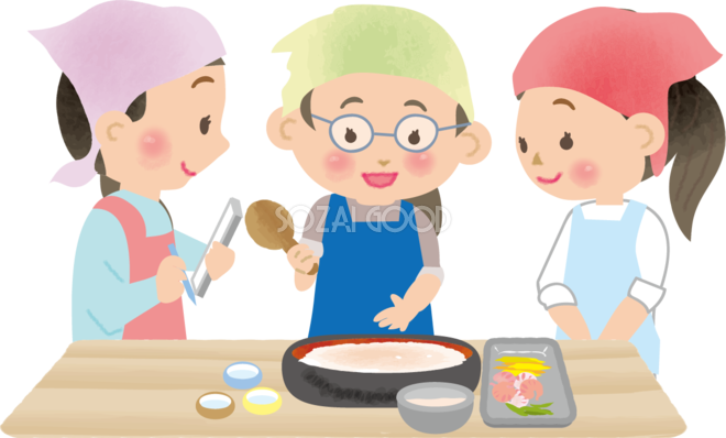 料理教室でちらし寿司女性講師と生徒ひな祭り無料フリーイラスト106 素材good