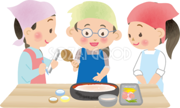 料理教室でちらし寿司女性講師と生徒ひな祭り無料フリーイラスト83106