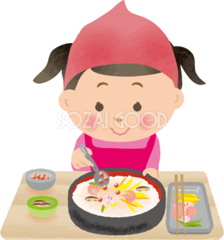 ちらし寿司を作る女の子-ひな祭り無料フリーイラスト83108