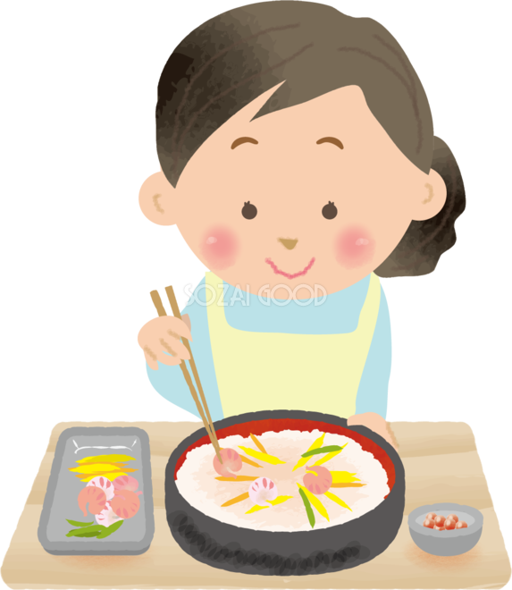 ちらし寿司を作る女性 ひな祭り無料フリーイラスト109 素材good