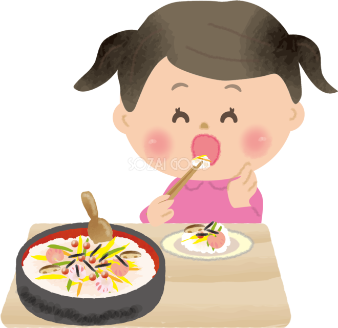 ちらし寿司を食べる女の子 ひな祭り無料フリーイラスト83110 素材good