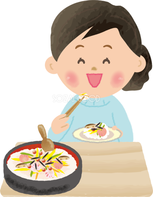 ちらし寿司を食べる女性 ひな祭り無料フリーイラスト112 素材good