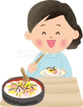 ちらし寿司を食べる女性-ひな祭り無料フリーイラスト83112