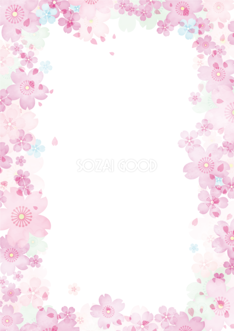 桜のフレーム枠飾り枠 水彩風 無料イラスト1 素材good