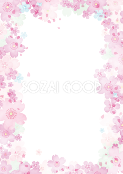 桜のフレーム枠飾り枠(水彩風)無料イラスト83120