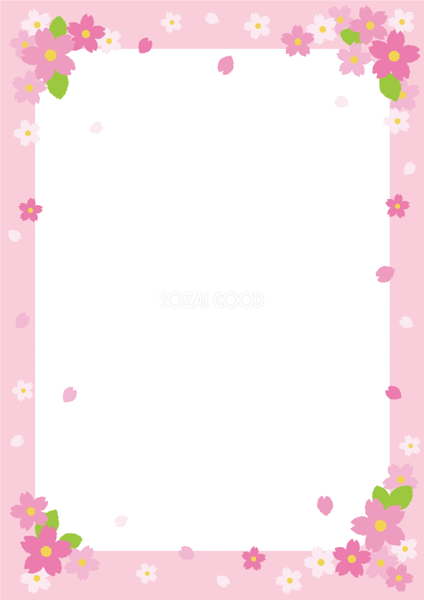 桜花びらのかわいいフレーム枠飾り枠の無料イラスト83122