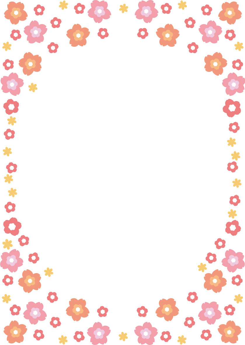 縦フレーム枠ポップな桜のかわいい無料イラスト-春83125に写真・文字を入れる
