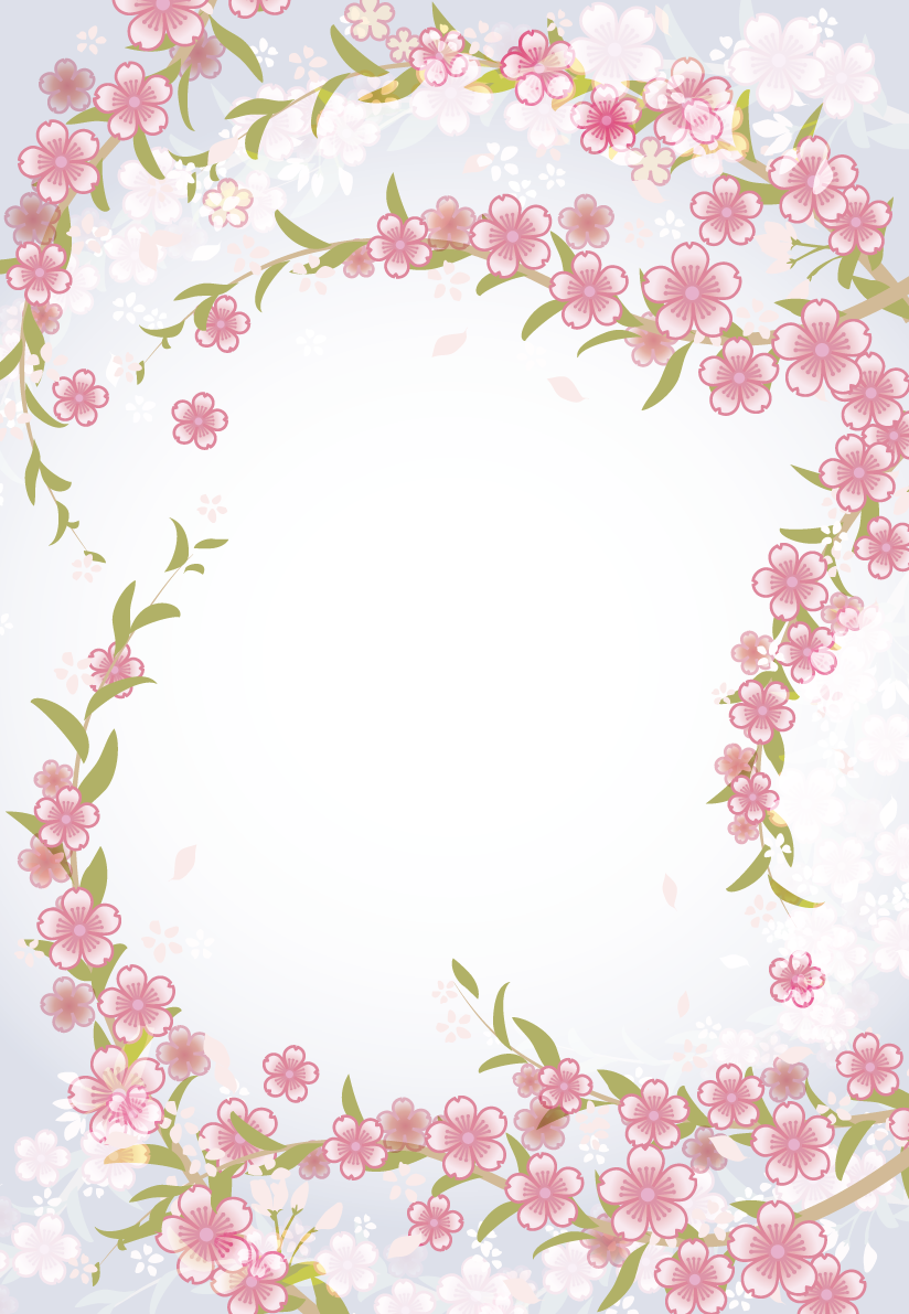 和風桜の縦フレーム枠の背景 無料背景イラスト83128に写真・文字を入れる