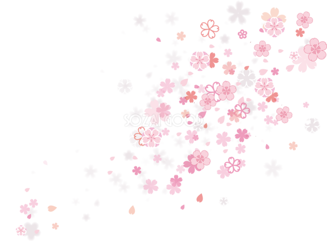 デザイン桜の花びらが美しく舞い散る背景無し透過の無料イラスト129 素材good