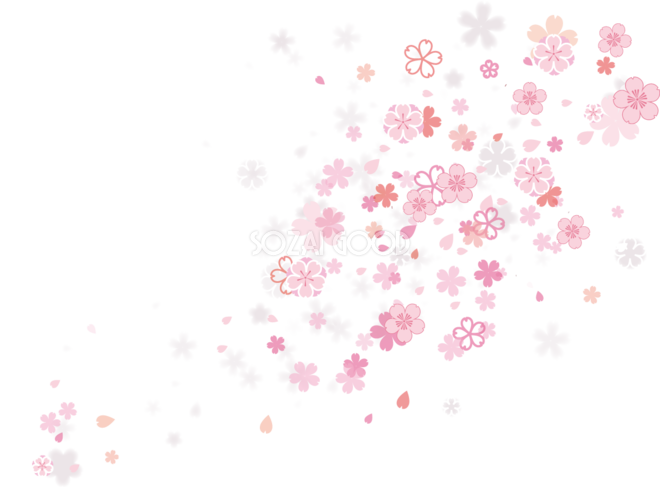 デザイン桜の花びらが美しく舞い散る背景無し透過の無料イラスト83129 素材good