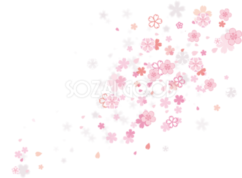 デザイン桜の花びらが美しく舞い散る背景無し透過の無料イラスト83129