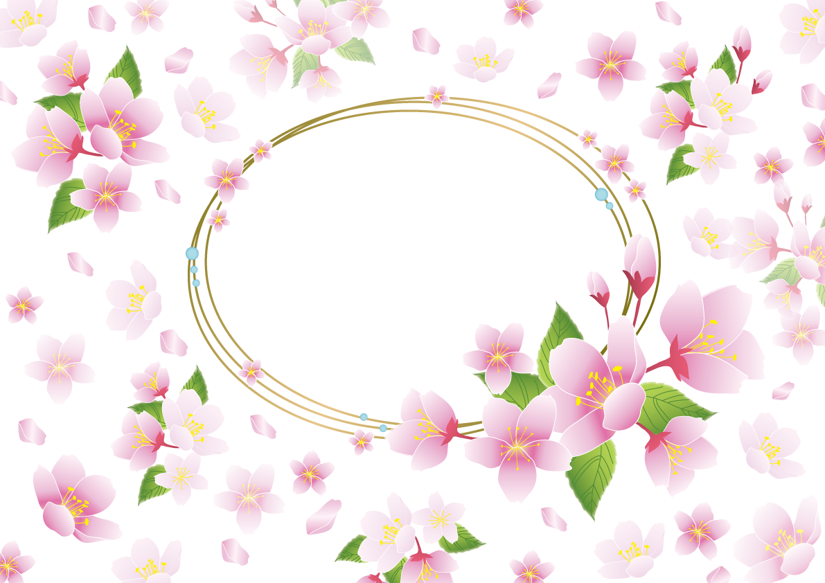 おしゃれ桜花びら枠イラスト透過(背景なし)無料フレーム83130に写真・文字を入れる