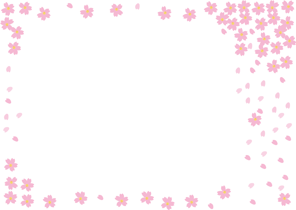 可愛い桜の小さい花びら枠イラスト透過(背景なし)無料フレーム83133に写真・文字を入れる