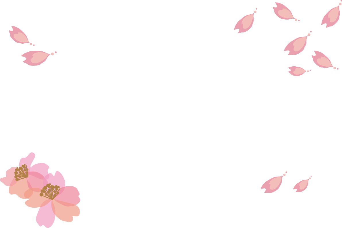 余白多めでお洒落な桜花びら枠イラスト透過(背景なし)無料フレーム83136に写真・文字を入れる