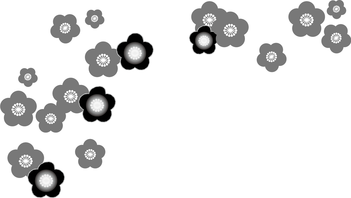 グレースケールの桜の花で飾る半アーチ 白黒イラスト83156に写真・文字を入れる
