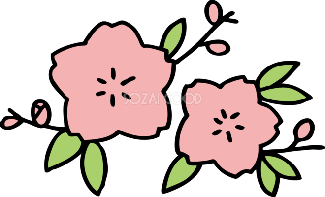 かわいい桃の花 ひな祭り 境界線あり無料イラスト190 素材good