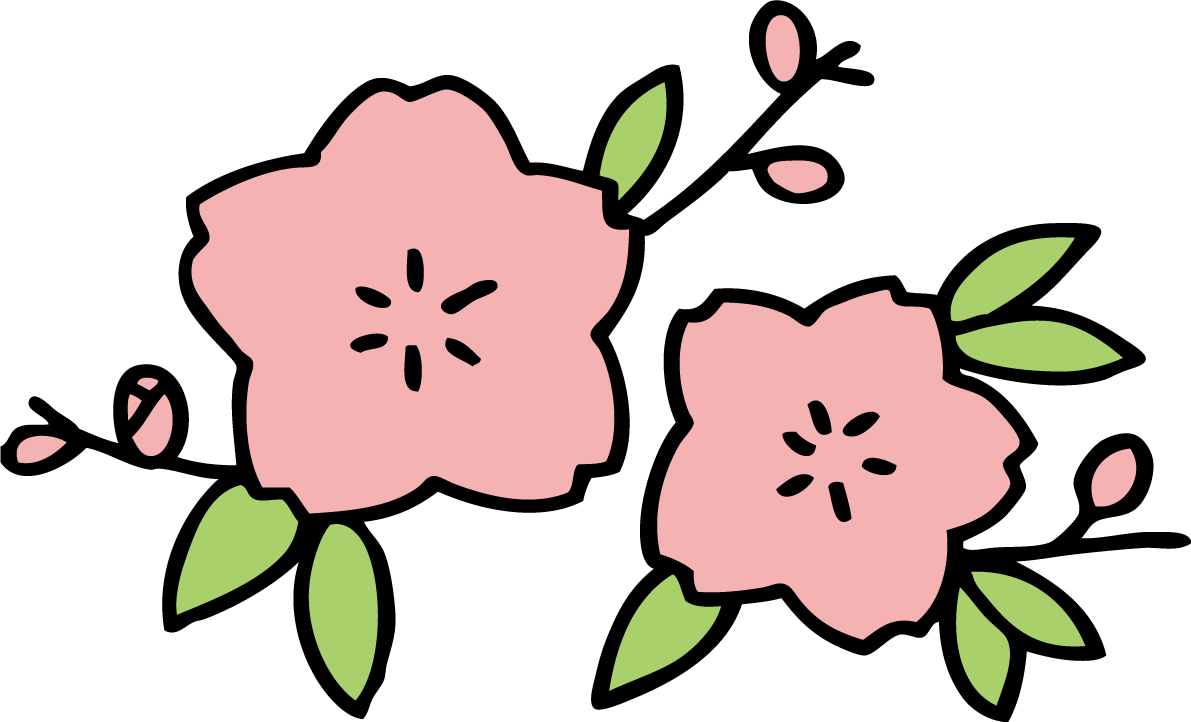 かわいい桃の花 ひな祭り(境界線あり無料イラスト83190に写真・文字を入れる